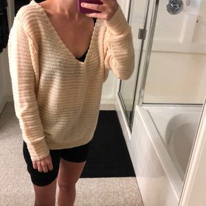 peach Free People amazingly comfy v neck sweater